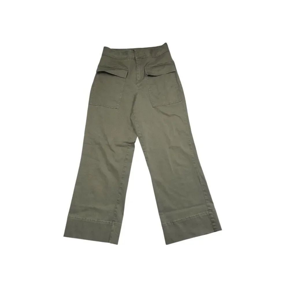 ATM Women's Wide-Leg Wide Leg Cargo Pocket Pants Khaki Green Size 2